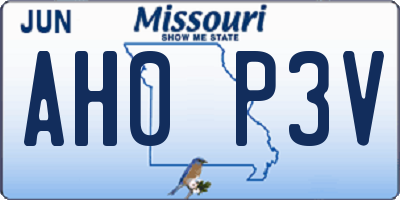 MO license plate AH0P3V