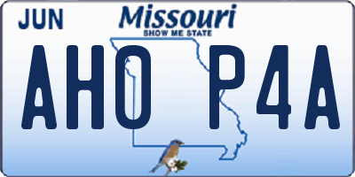MO license plate AH0P4A