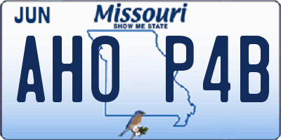 MO license plate AH0P4B