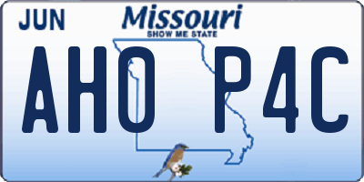 MO license plate AH0P4C