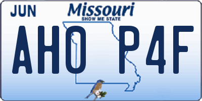 MO license plate AH0P4F