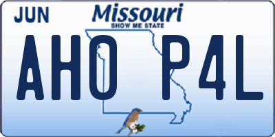 MO license plate AH0P4L