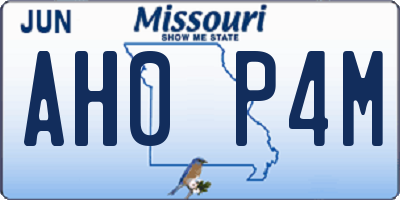 MO license plate AH0P4M