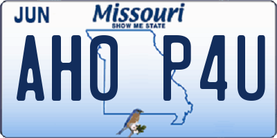 MO license plate AH0P4U