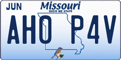 MO license plate AH0P4V