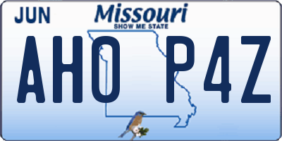 MO license plate AH0P4Z