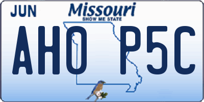 MO license plate AH0P5C