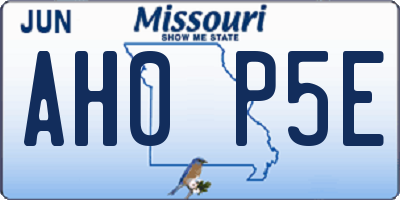 MO license plate AH0P5E