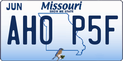 MO license plate AH0P5F