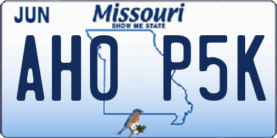 MO license plate AH0P5K