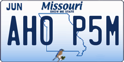 MO license plate AH0P5M