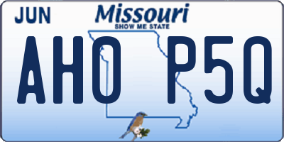 MO license plate AH0P5Q