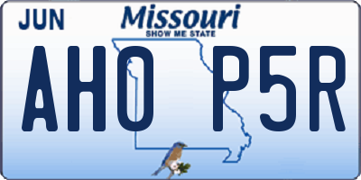 MO license plate AH0P5R