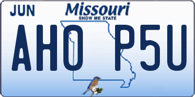 MO license plate AH0P5U