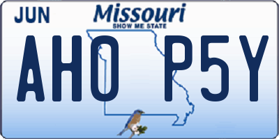 MO license plate AH0P5Y