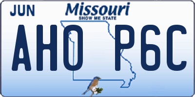 MO license plate AH0P6C