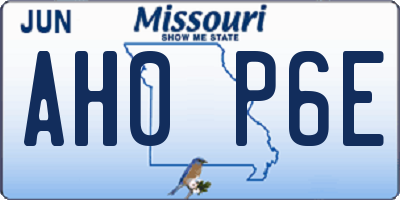 MO license plate AH0P6E