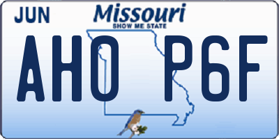 MO license plate AH0P6F