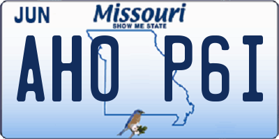 MO license plate AH0P6I