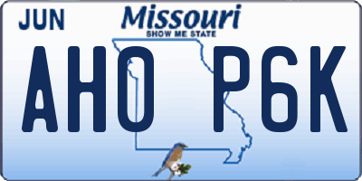 MO license plate AH0P6K