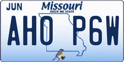 MO license plate AH0P6W