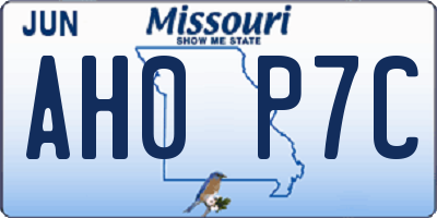 MO license plate AH0P7C