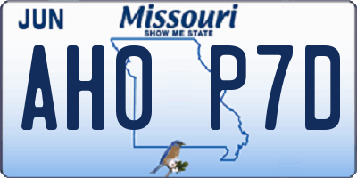 MO license plate AH0P7D