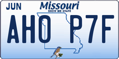 MO license plate AH0P7F