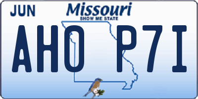 MO license plate AH0P7I