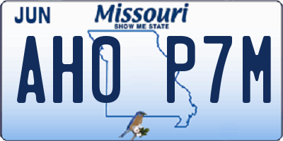 MO license plate AH0P7M