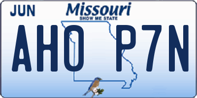 MO license plate AH0P7N