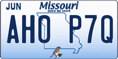 MO license plate AH0P7Q