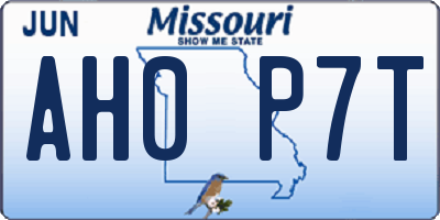 MO license plate AH0P7T