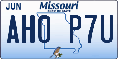 MO license plate AH0P7U