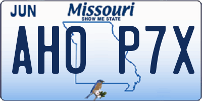MO license plate AH0P7X