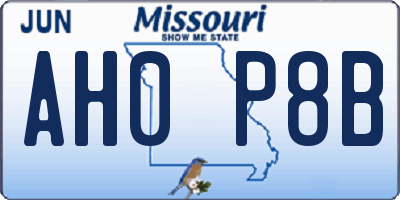 MO license plate AH0P8B