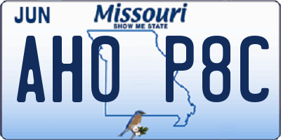 MO license plate AH0P8C