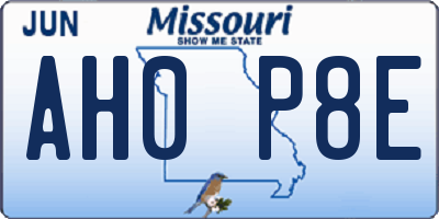 MO license plate AH0P8E