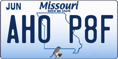 MO license plate AH0P8F