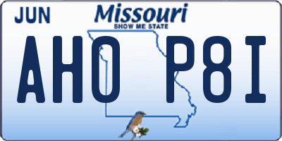 MO license plate AH0P8I