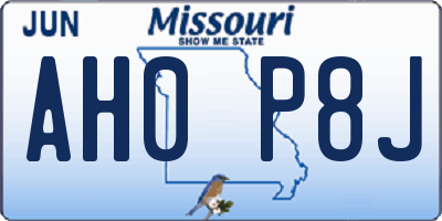 MO license plate AH0P8J