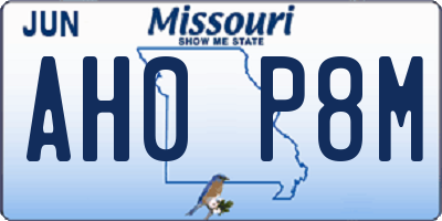 MO license plate AH0P8M