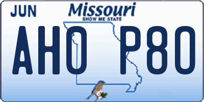MO license plate AH0P8O