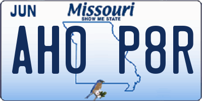 MO license plate AH0P8R