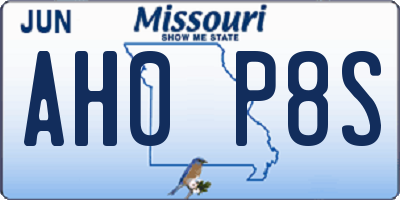 MO license plate AH0P8S