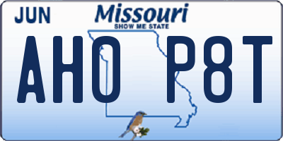 MO license plate AH0P8T