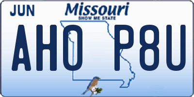 MO license plate AH0P8U