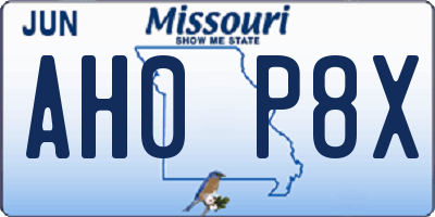 MO license plate AH0P8X