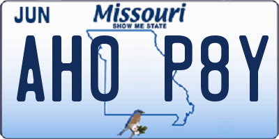 MO license plate AH0P8Y