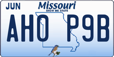 MO license plate AH0P9B